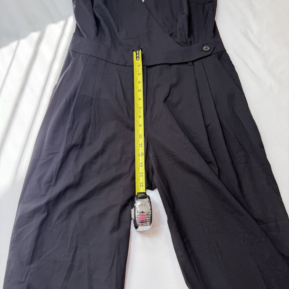 Wildfang The Empower High Waist V-Neck Jumpsuit Black 16 Wide Leg Tailored NWT - Picture 8 of 13